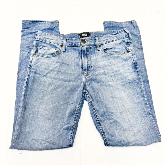 Paige Lennox Light Wash Denim Jeans Slim Straight Jeans Zip Fly Size 32 - Picture 4 of 7